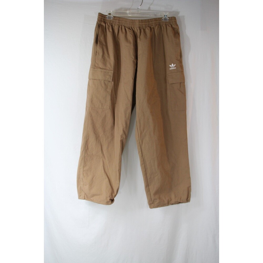 adidas Men's Trefoil Essentials Woven Cargo Pants Ripstop Cardboard Khaki Sz XL